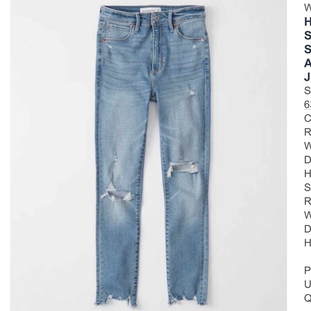 Abercrombie High Rise Super Skinny Ankle Jeans 25